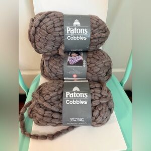 Lot of 2 New and 1 Partial Patons Cobbles Wool Blend Yarn in Moon Rock